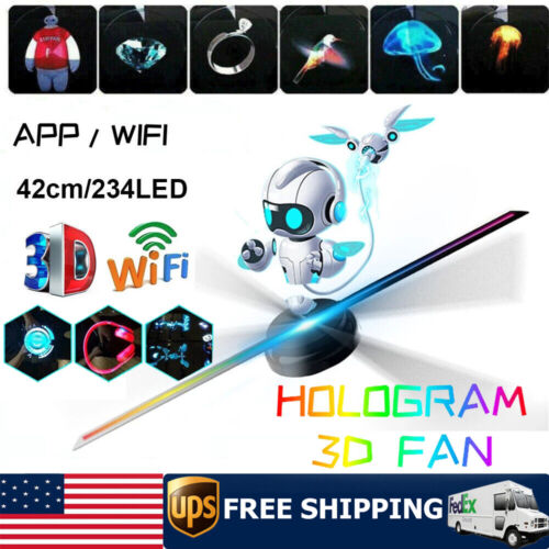 42cm WIFI 3D Holographic Projector 234 LED Fan Hologram Player Advertising Kit