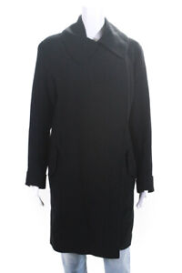Comptoir Des Cotonniers Womens Wool Collared Mid-Length Trench Coat Black Size38
