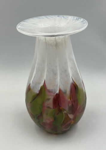 Glass Eye Studio Tulip Mosaic Raindrop Vase Hand Blown Glass