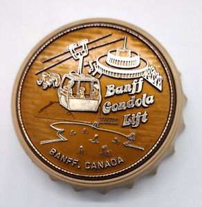 Vintage Banff Canada Gondola Lift Bottle Cap Shaped Opener Plastic Fridge Magnet
