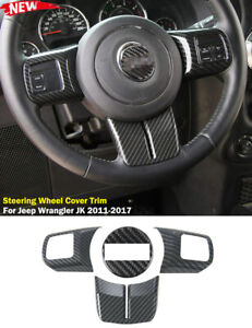Carbon Fiber Steering Wheel Cover Trim Kit for Jeep Wrangler JK 11+ Accessories