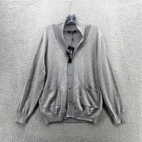 New Paul Jones Cardigan Adult L Gray Preppy Sweater Button Up Knit V-Neck  Men's