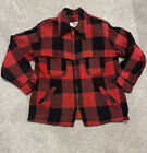 Vintage 60s LL BEAN Wool Buffalo-Plaid Jacket Large Mackinaw Red Black TALON USA