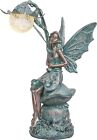 Garden Angel Statue Large Fairy Sculpture Solar Powered Lights Resin Figurines