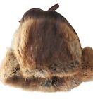 Crown Cap Melton Crown Muskrat Fur and Wool Brown Trapper Hat Cap Size Medium