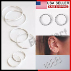 Elegant 925 Sterling Silver Hoop Earrings for Women Men Jewelry 8 10 12 14 16MM