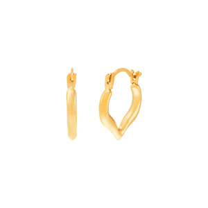 Finecraft Children's Huggie Heart Hoop Earrings in 10K Yellow Gold