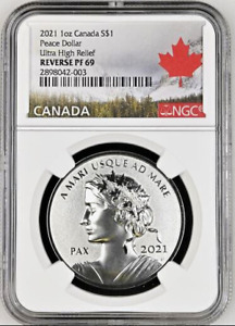 2021 Canada Peace Dollar PAX 1oz Silver Reverse Proof Ultra High Relief NGC RP69