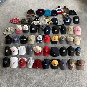 Reseller Hat Lot of 57 Hats Caps Wholesale Bulk Sports Racing MLB & More Resale