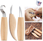 3Pcs Wood Carving Knife Cutter Whittling Hook Kit 155mm DIY Craft Hand Tools Set