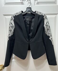BCBG MAXXARIA Women Black & White Blazer  / Jacket Size XXS Single Button