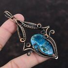 Neon Apatite Gemstone Jewelry Copper Wire Wrapped Pendant For Girls 3.74