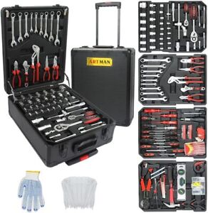 899 PCS Home Repair Tool Set Kit, General Household Tool Kit w/ Rolling Tool Box