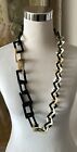 Resin Modernist Style Geometric Shape Link Necklace Neutral Colors 17”
