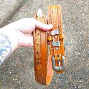 Men's Vintage hand made leather Ricardo sterling buckle Ranger belt Western