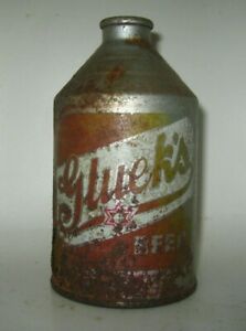 Old GLUEK'S SILVER GROWLER CONE TOP CROWNTAINER BEER CAN IRTP