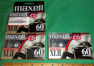 (3) Maxell XLII 60 Minute High Bias Audio Cassette Tapes New Sealed