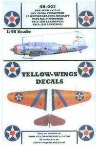 YWD48007 1:48 Yellow Wings Decals SB2U-1 Vindicator #48007