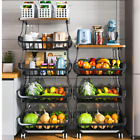 Fruit and vegetable storage basket with removable wheels Stainless Steel Garage