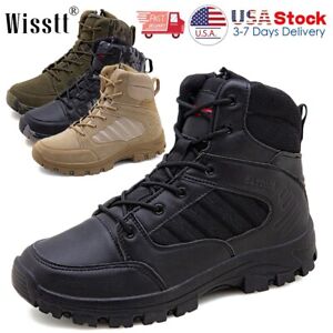 Mens Army Military Combat Boots Tactical Leather SWAT Waterproof Work Shoes Size