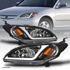 For 2004-2005 Civic Sedan/Coupe Black Crystal Headlights Signal Amber w/LED Tube (For: 2005 Civic)