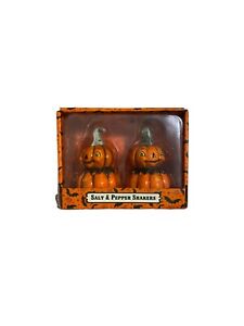 Johanna Parker Pumpkin Man Halloween Salt & Pepper Shakers Vintage Style Ceramic