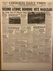 VINTAGE NEWSPAPER HEADLINE ~WORLD WAR 2 U.S. DROPS 2nd ATOMIC BOMB NAGASAKI 1945