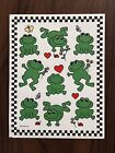 VINTAGE HALLMARK stickers happy frogs and butterflies + hearts 1 sheet