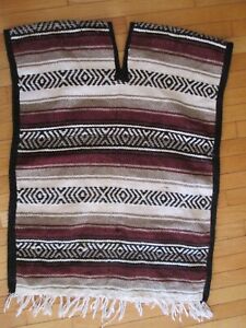 Mexican Western Poncho Blanket Sarape Fringed Hippie Boho Unisex