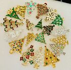 Vintage to Now Unsigned Christmas Tree Holiday Pin Brooch LOT (20) Rhinestones