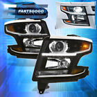 For 15-20 Chevy Tahoe Suburban Black Amber Projector Headlights LED Strip Lamps (For: 2020 Chevrolet)