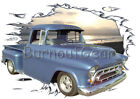1957 Blue Chevy Pickup Truck b Custom Hot Rod Sun Set T-Shirt 57 Muscle Car Tees