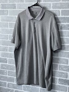 Adidas Mens 2XL Gray Short Sleeve Button Neck Golf Polo Shirt