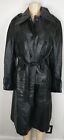 Vintage Windsor Women's Black Leather Trench Coat Made In Israel S/M