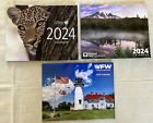 2024 WALL CALENDAR VFW VETERANS OF FOREIGN WARS NATURE Lot of 3 open size 16x10