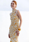 SWF Whirlwind mermaid maxi mottled dress in mustard Yellow  size Small NWT $409