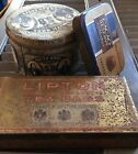 Vintage Tin Lot Rusty Metal Small Containers Medical Cough Drops, Hershey Lipton