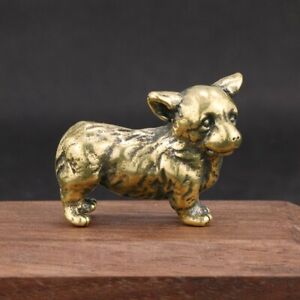 Brass Corgi Dog Figurine Small Statue Animal Figurines Toys Desktop Decoration