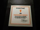 VINTAGE PONTIAC 1990 CERTIFIED PRODUCT SPECIALIST AWARD!   e286XXX