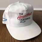 Vintage Chevy Heartbeat of America Hat Snapback 1990s USA White Cap Bowtie