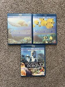 3D BLU RAY BUNDLE - 3 Ocean Movies CORAL REEFS + AMAZING OCEAN - MINT DISCS!!