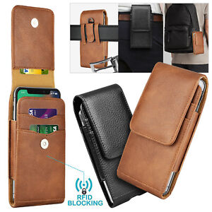 For iPhone Samsung Cell Phone Holster Pouch Leather Wallet Case with Belt Loop