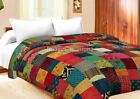 Vintage Kantha Quilt Handmade Blanket King Throw Cotton Patchwork Bedspread