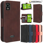 For AT&T Calypso 3 Retro Leather Wallet Card Holder Flip Case + Screen Protector