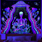 Blacklight Tapestry, Neon Black Light Posters for Bedroom, UV Reactive Glow in t