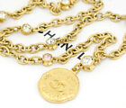 CHANEL CC Logo Medal Coin Rhinestone Long Chain Necklace 32