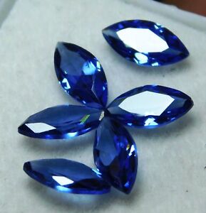 6 Pcs Natural BLUE Sapphire MARQUISE shape CERTIFIED Loose Gemstones Lot 7x5 mm