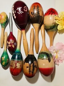 Maracas Lot of 9 Wood Rumba Shakers 10'' XL, L, M, S Latin Hand Percussion Used