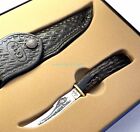 Case XX USA Ed 2007 Buffalo Horn Pheasant Hunter Etching Fixed Blade Knife RARE