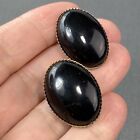 Vintage Clip-On Earrings Estate Jewelry Pre-Owned Black Cab Plastic